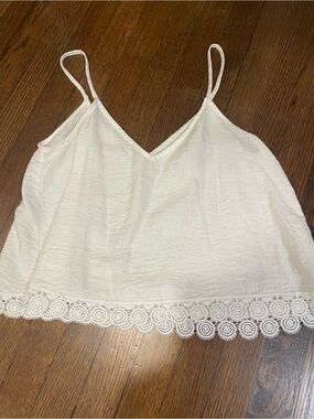 Ivory Lace-Trim V-Neck Spaghetti Strap Cami